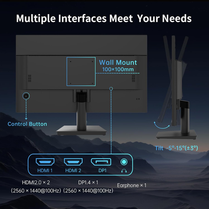 KTC 27" QHD IPS Monitor – 2560×1440, 100Hz, FreeSync & G‑SYNC Support, Anti‑Blue Light