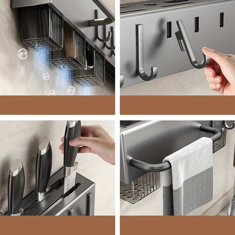 Wall-Mounted Kitchen Rack – Cutlery, Knife & Utensil Organizer - Zeal Cart