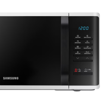 Samsung 23 Liter Solo Microwave Oven – Quick Defrost, White (MS23K3513AW)