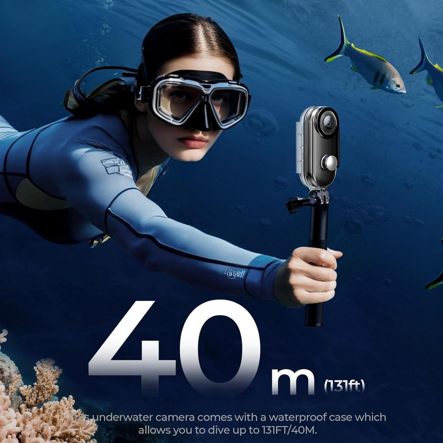 i3 4K Thumb Action Camera – Mini Waterproof Body Camera with 64GB Card, Black