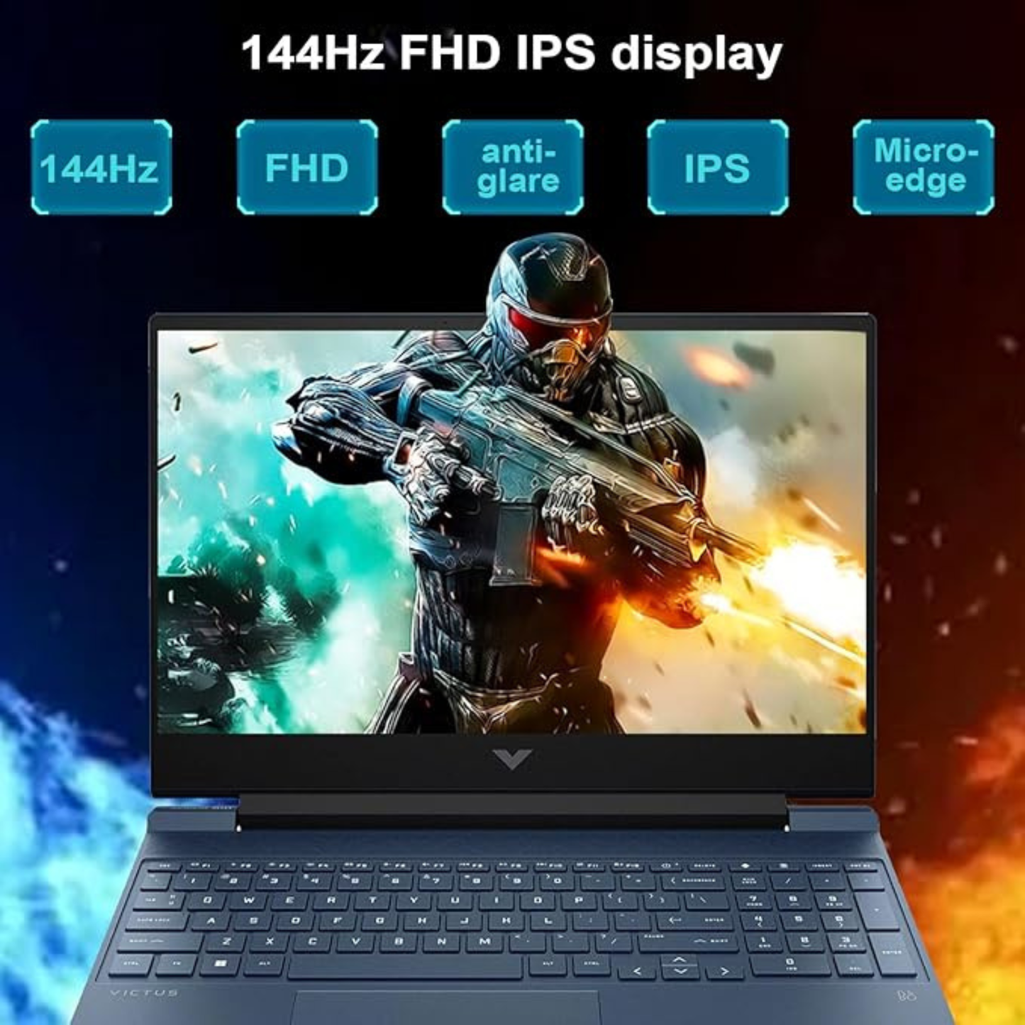 HP Victus 15.6" FHD 144Hz Gaming Laptop – AMD Ryzen 7-7445HS, RTX 4050, 16GB RAM, 512GB SSD, Mica Silver