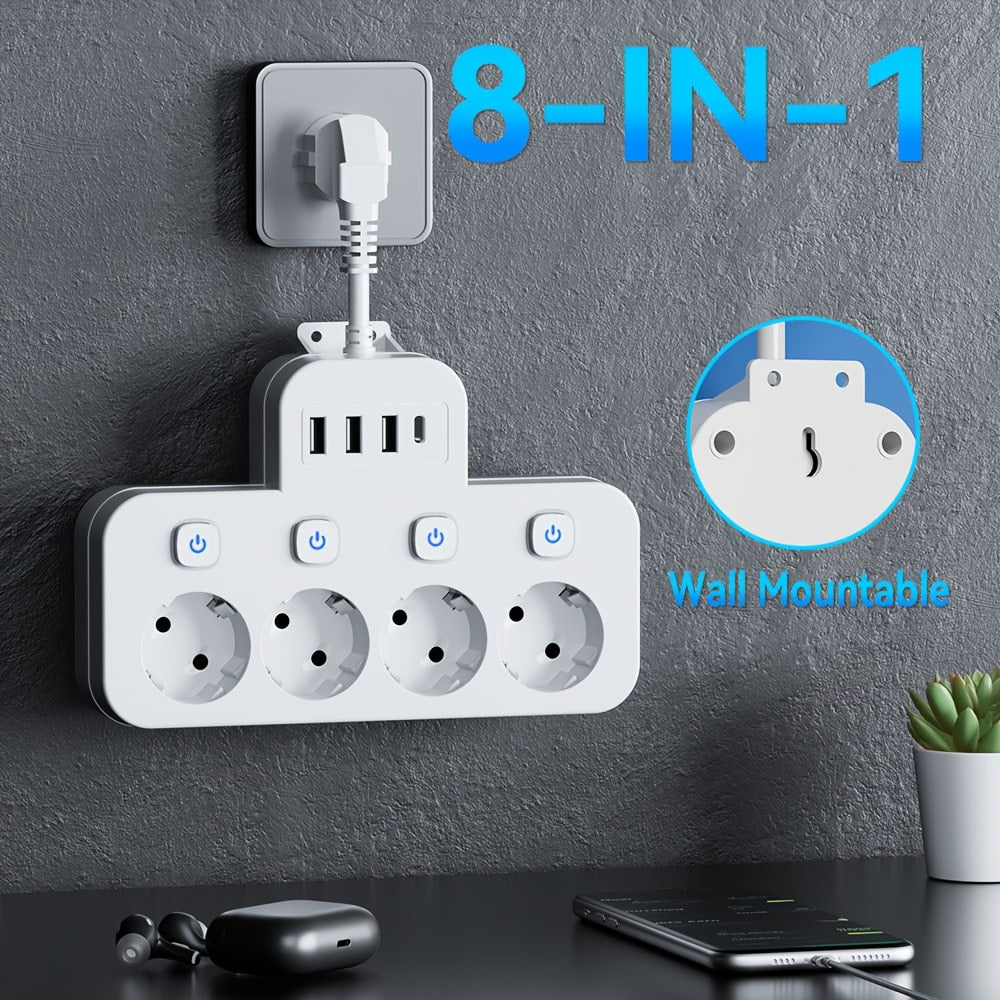 8-in-1 Power Strip with USB, Type-C & Surge Protection - Zeal Cart