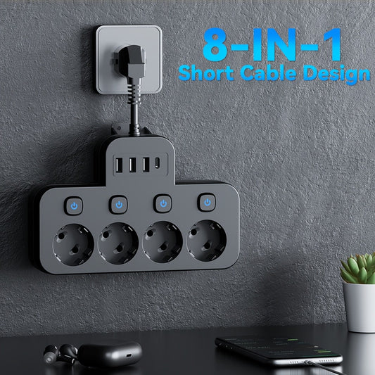 8-in-1 Power Strip with USB, Type-C & Surge Protection - Zeal Cart