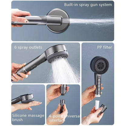 High Pressure Handheld Shower – 5 Spray Settings + 1.5m Hose - Zeal Cart