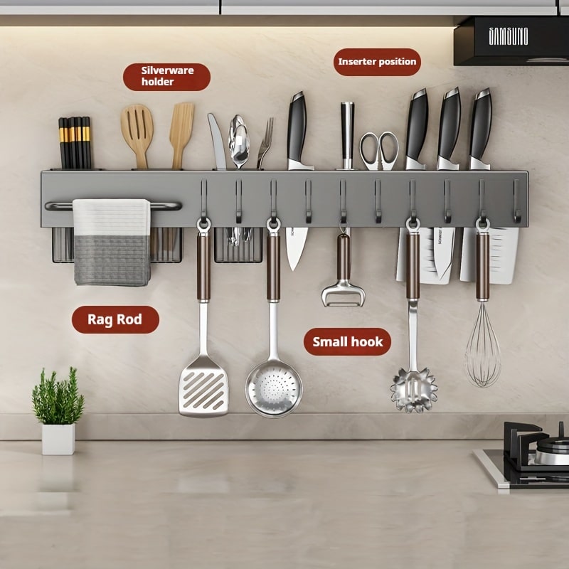 Wall-Mounted Kitchen Rack – Cutlery, Knife & Utensil Organizer - Zeal Cart