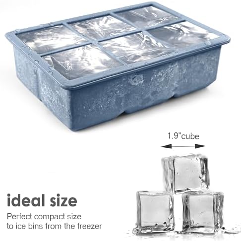 Excnorm Silicone Ice Cube Trays 3 Pack – Large Square Molds with Leak Proof Lid, BPA Free, Stackable for Cocktail & Whiskey