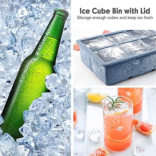 Excnorm Silicone Ice Cube Trays 3 Pack – Large Square Molds with Leak Proof Lid, BPA Free, Stackable for Cocktail & Whiskey