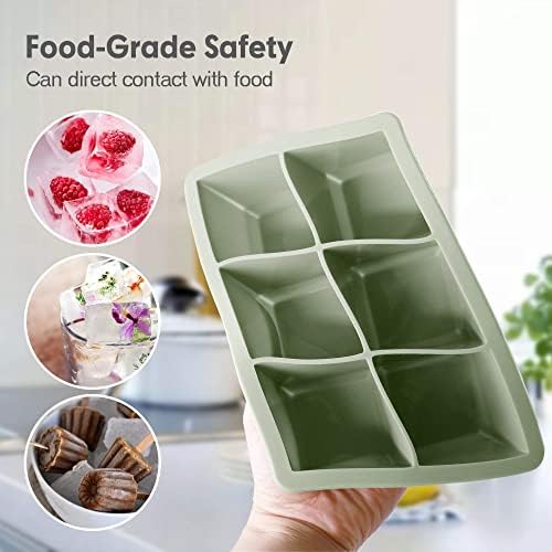 Excnorm Silicone Ice Cube Trays 3 Pack – Large Square Molds with Leak Proof Lid, BPA Free, Stackable for Cocktail & Whiskey