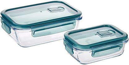 Royalford 2-Piece Glass Airtight Food Storage Set with Lids – 1040ml & 370ml – Freezer & Dishwasher Safe