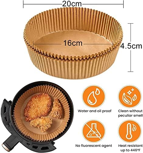 SKY-TOUCH 100pcs Air Fryer Paper Liners – Non-Stick, 16cm, Brown