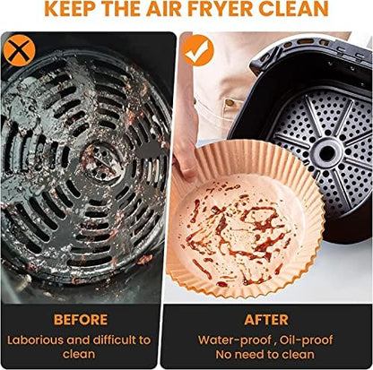 SKY-TOUCH 100pcs Air Fryer Paper Liners – Non-Stick, 16cm, Brown