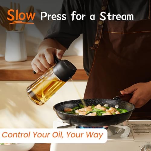 TrendPlain 16oz Olive Oil Dispenser Bottle - 2 in 1 Oil Dispenser & Sprayer, 470ml, Black