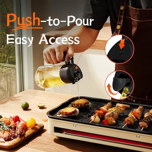 TrendPlain 16oz Olive Oil Dispenser Bottle - 2 in 1 Oil Dispenser & Sprayer, 470ml, Black