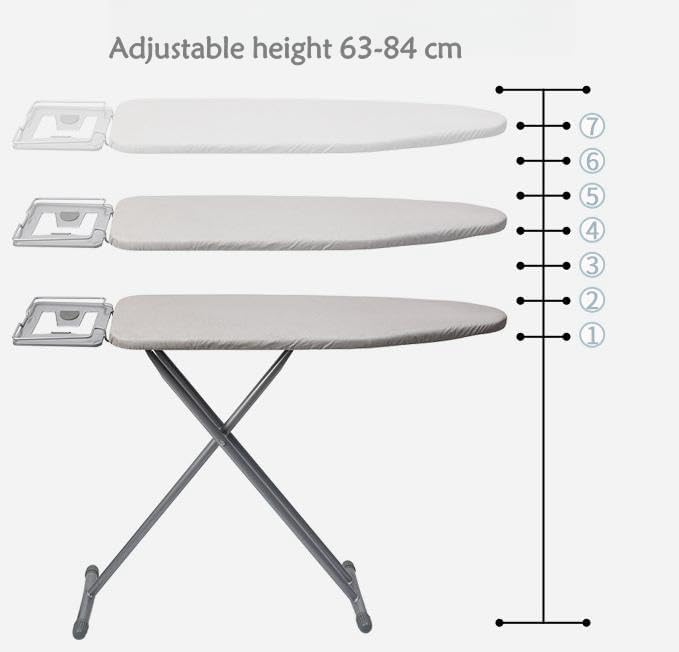 SKY-TOUCH Folding Ironing Board 110x33cm – Adjustable Height, Jumbo Iron Rest, Heavy Metal Frame – Grey