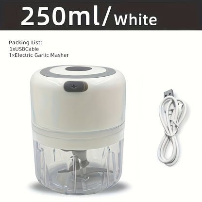 USB Rechargeable Mini Garlic Mixer – 250ml Electric Food Chopper for Kitchen – Portable & Multi-Use