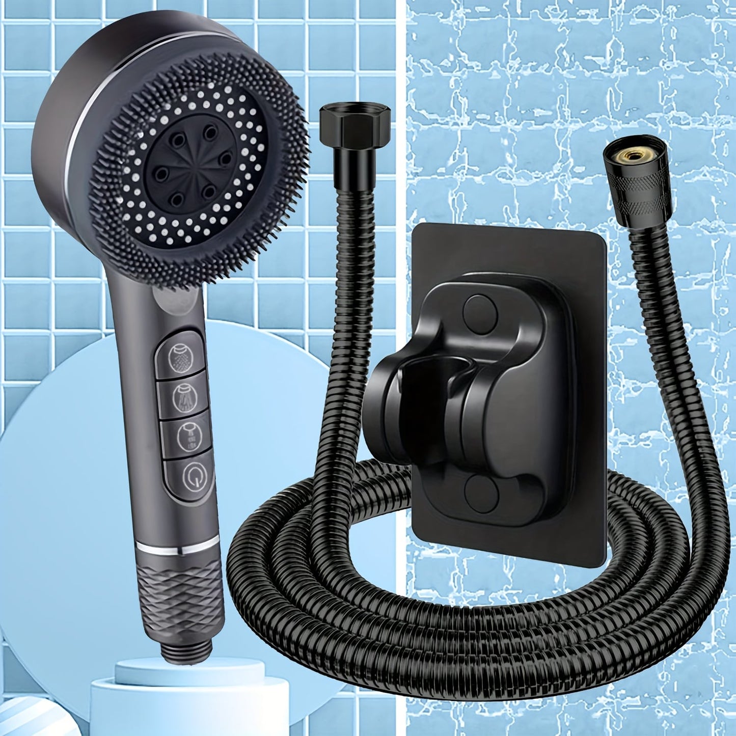 High Pressure Handheld Shower – 5 Spray Settings + 1.5m Hose - Zeal Cart