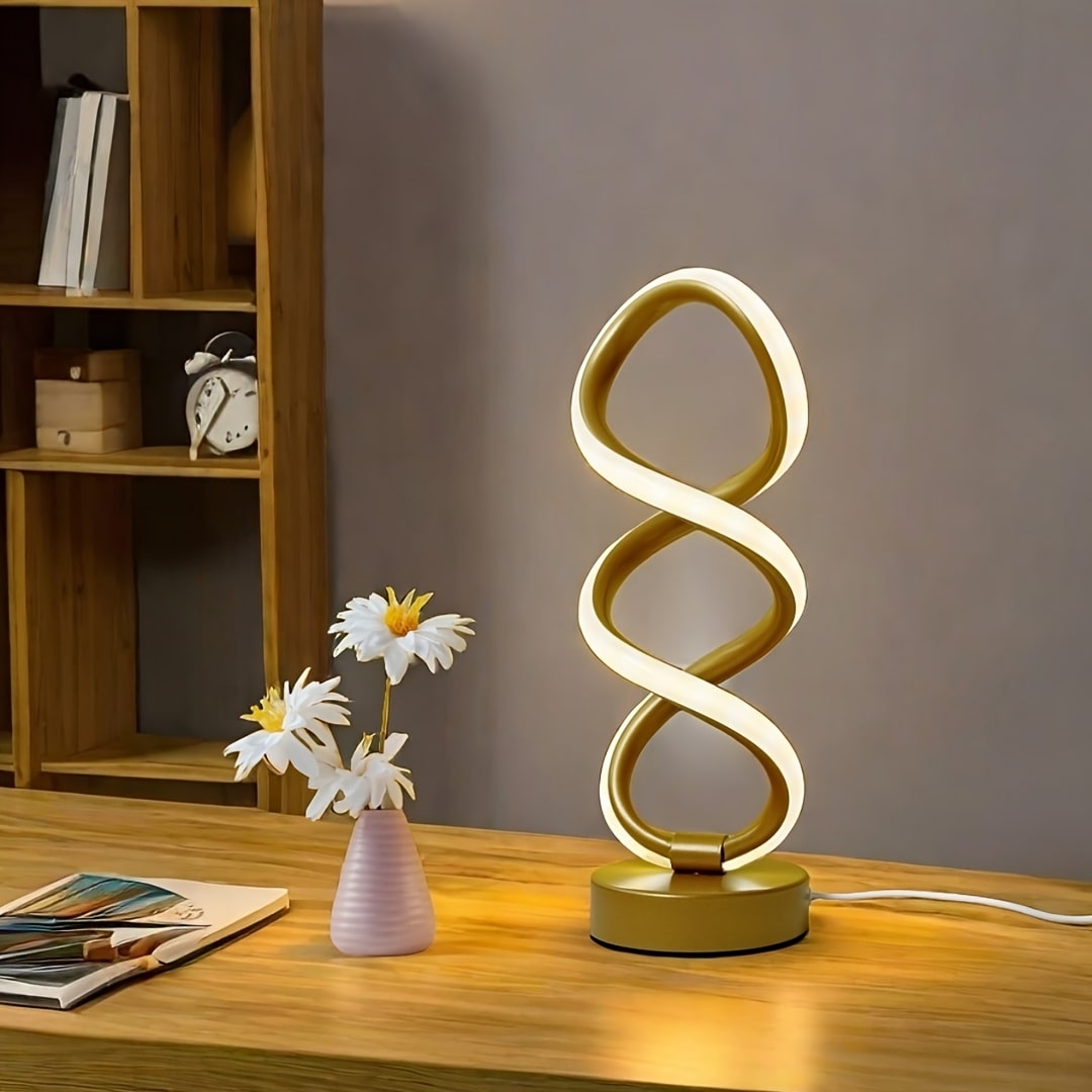 USB-Powered LED Spiral Desk Lamp – Modern Metal Ambient Light for Home & Office - Zeal Cart