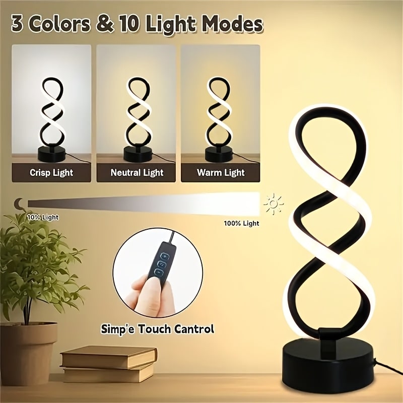 USB-Powered LED Spiral Desk Lamp – Modern Metal Ambient Light for Home & Office - Zeal Cart