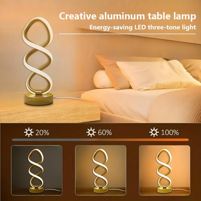 USB-Powered LED Spiral Desk Lamp – Modern Metal Ambient Light for Home & Office - Zeal Cart