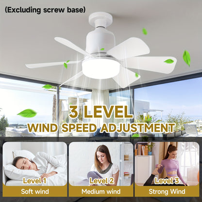 Socket Fan Light with Remote – E27/E26, Dimmable LED & Quiet Airflow