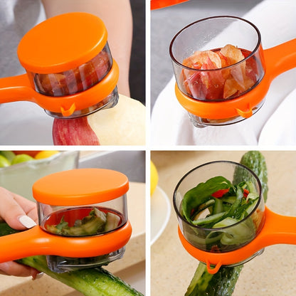 Multi-Function Fruit & Vegetable Peeler with Built-In Storage – Serrated Blade, Durable PET – Ideal for Kitchen & Dorm Use