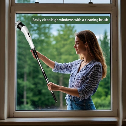 Cordless Electric Rotary Scrubber – 3-Speed Handheld Cleaner with 9/6 Brush Heads & Adjustable Handle – USB-C Charging