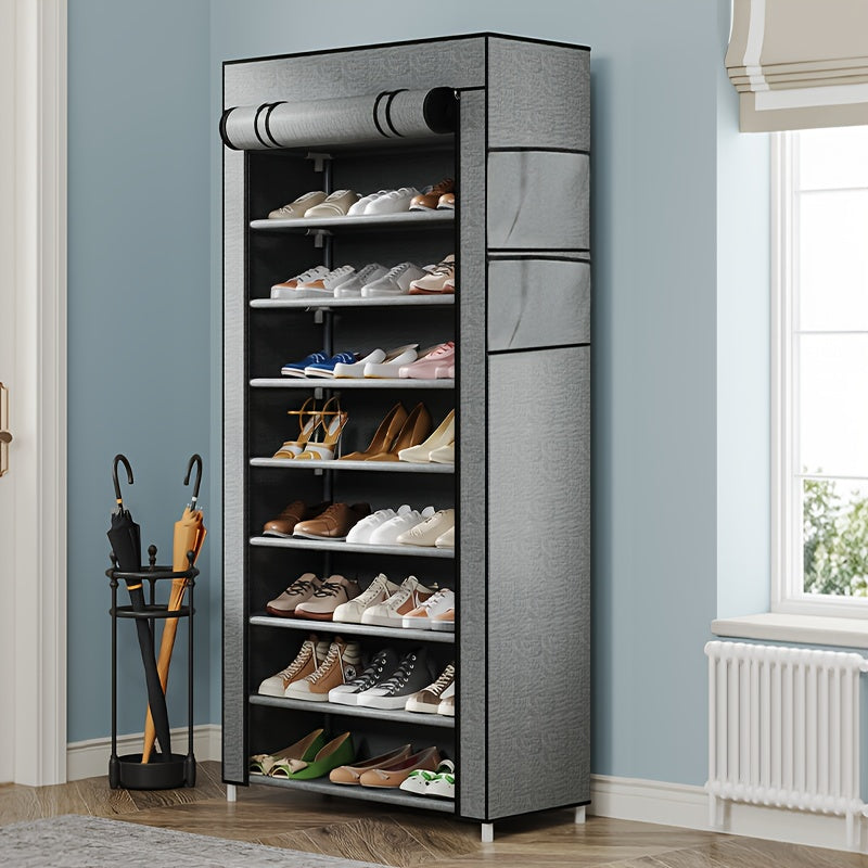 Multi-Layer Shoe Organizer with Dust Cover – 6/8/10 Tier Rack for 27–35 Pairs – Portable & Easy to Assemble