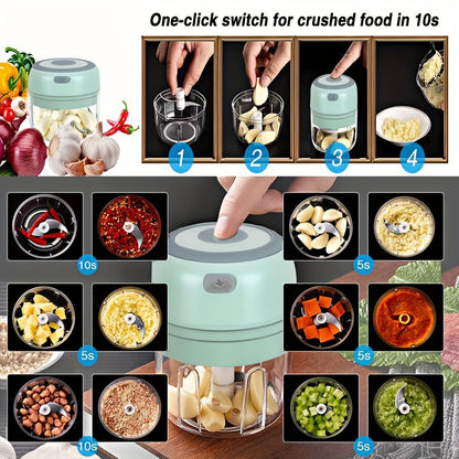 USB Rechargeable Mini Garlic Mixer – 250ml Electric Food Chopper for Kitchen – Portable & Multi-Use