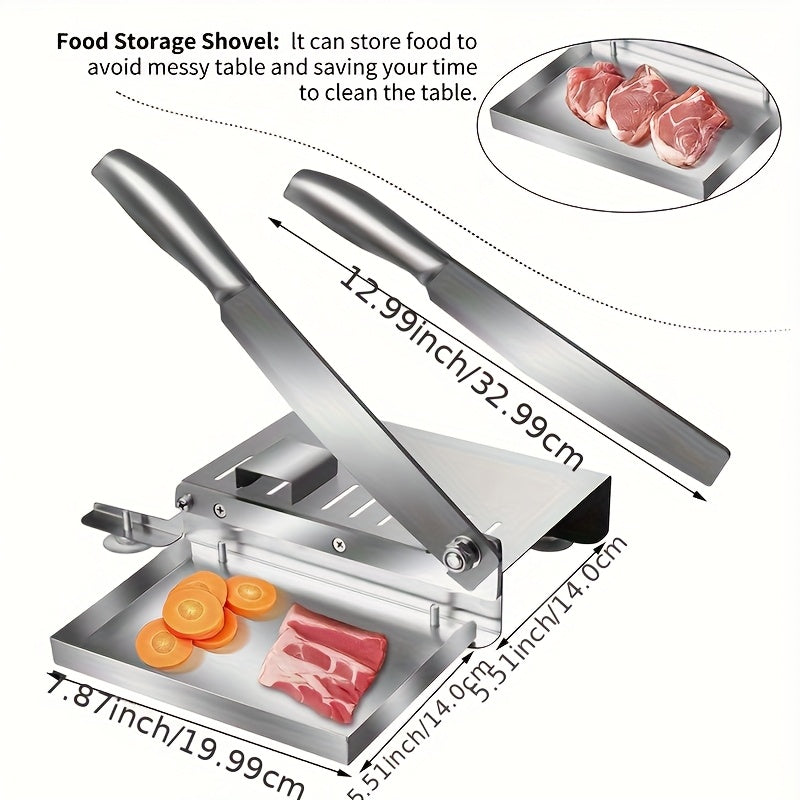 Manual Stainless Steel Meat Slicer – Heavy-Duty Frozen Meat & Bone Cutter – Easy to Clean, No Power Needed