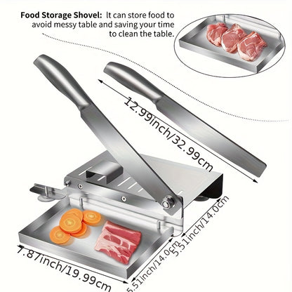 Manual Stainless Steel Meat Slicer – Heavy-Duty Frozen Meat & Bone Cutter – Easy to Clean, No Power Needed