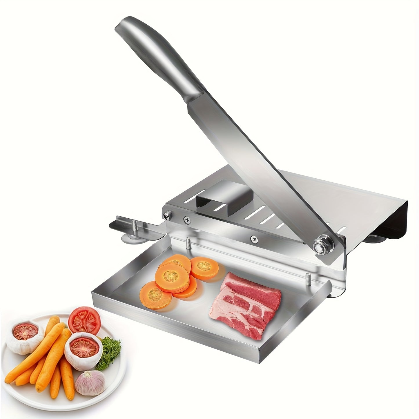 Manual Stainless Steel Meat Slicer – Heavy-Duty Frozen Meat & Bone Cutter – Easy to Clean, No Power Needed