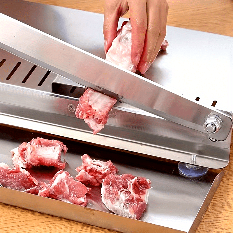 Manual Stainless Steel Meat Slicer – Heavy-Duty Frozen Meat & Bone Cutter – Easy to Clean, No Power Needed
