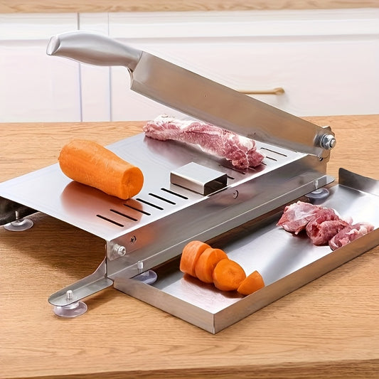 Manual Stainless Steel Meat Slicer – Heavy-Duty Frozen Meat & Bone Cutter – Easy to Clean, No Power Needed