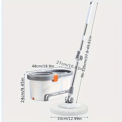 360° Rotating Mop & Bucket Set – Stainless Steel Handle with 5 Microfiber Heads – Floor Cleaning System for Home, Bathroom & School Use