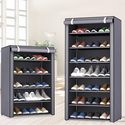 Multi-Layer Shoe Organizer with Dust Cover – 6/8/10 Tier Rack for 27–35 Pairs – Portable & Easy to Assemble