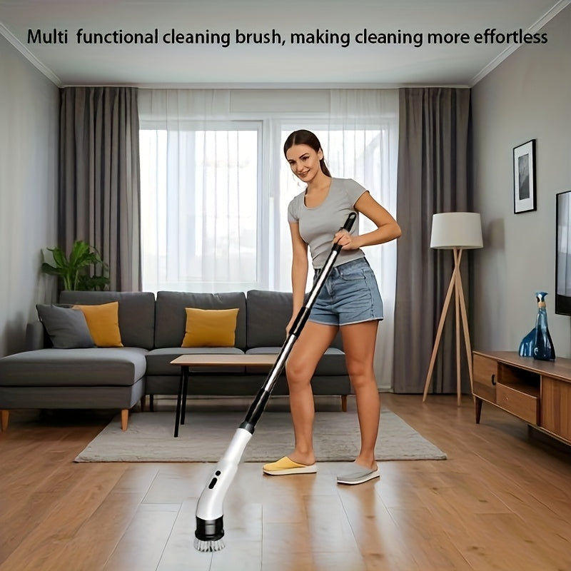 Cordless Electric Rotary Scrubber – 3-Speed Handheld Cleaner with 9/6 Brush Heads & Adjustable Handle – USB-C Charging