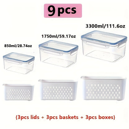 9-Piece Fridge Organizer Set with Lids – Stackable & Versatile
