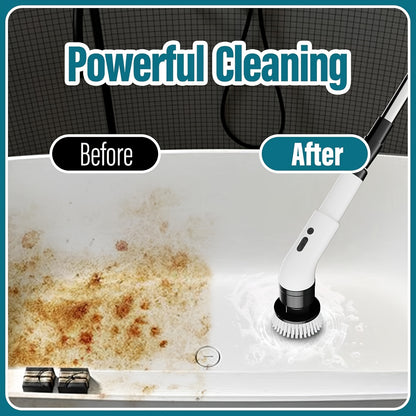 Cordless Electric Rotary Scrubber – 3-Speed Handheld Cleaner with 9/6 Brush Heads & Adjustable Handle – USB-C Charging