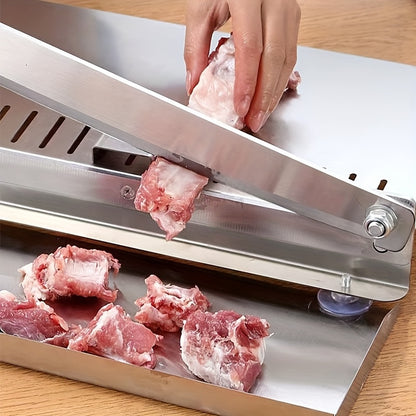 Manual Stainless Steel Meat Slicer – Heavy-Duty Frozen Meat & Bone Cutter – Easy to Clean, No Power Needed