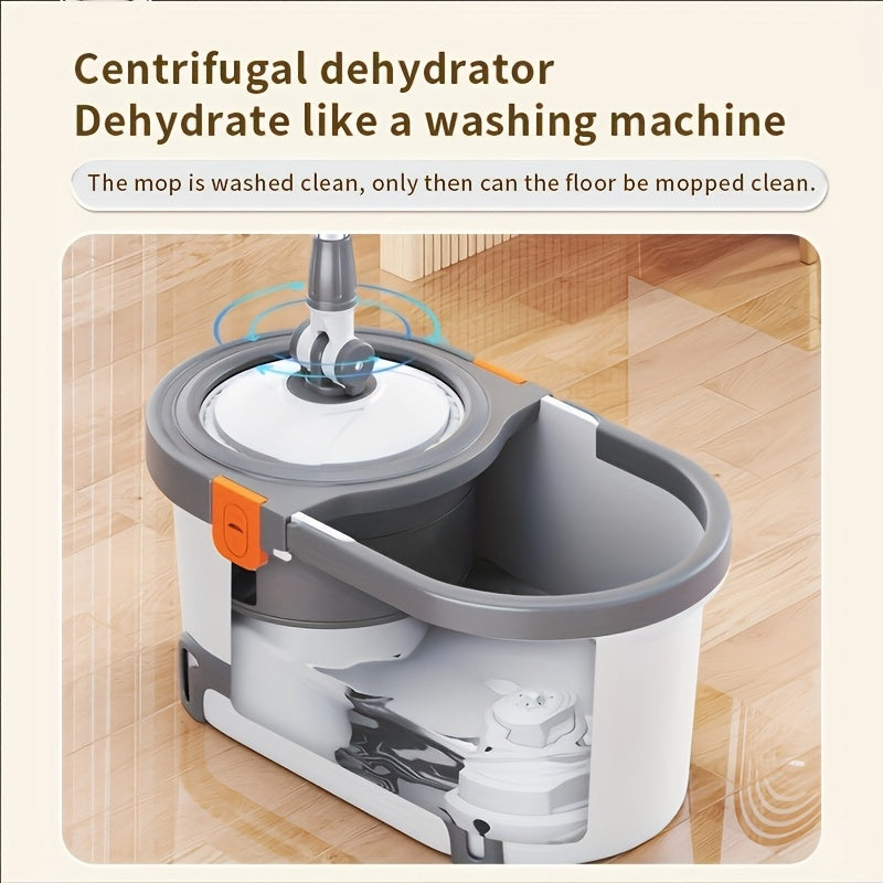 360° Rotating Mop & Bucket Set – Stainless Steel Handle with 5 Microfiber Heads – Floor Cleaning System for Home, Bathroom & School Use