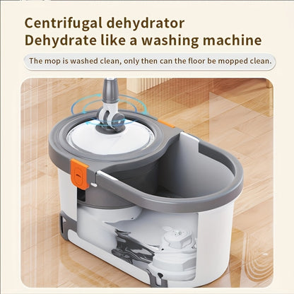 360° Rotating Mop & Bucket Set – Stainless Steel Handle with 5 Microfiber Heads – Floor Cleaning System for Home, Bathroom & School Use