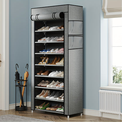 Multi-Layer Shoe Organizer with Dust Cover – 6/8/10 Tier Rack for 27–35 Pairs – Portable & Easy to Assemble