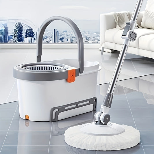 360° Rotating Mop & Bucket Set – Stainless Steel Handle with 5 Microfiber Heads – Floor Cleaning System for Home, Bathroom & School Use