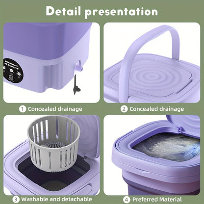 8L Portable Mini Washing Machine – Compact, Plug-Powered Washer for Small Loads – Energy Efficient & Space Saving