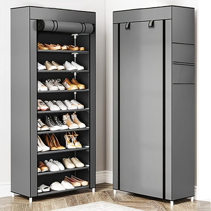 Multi-Layer Shoe Organizer with Dust Cover – 6/8/10 Tier Rack for 27–35 Pairs – Portable & Easy to Assemble