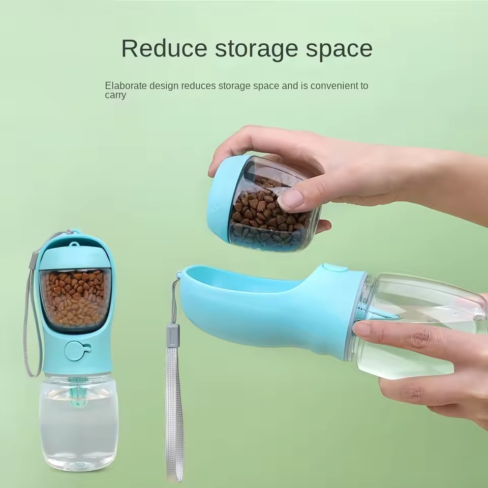 Portable Dog & Cat Water Bottle with Food Storage for Pets – Travel Feeder Bowl - Zeal Cart