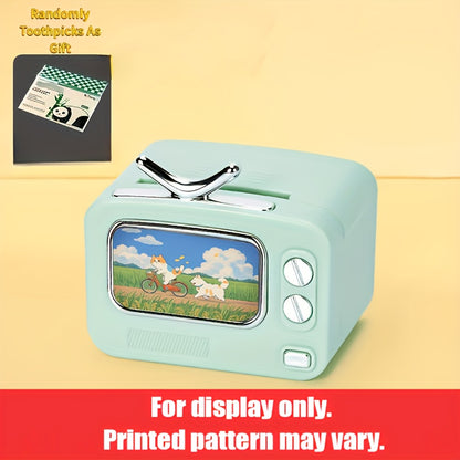 Retro TV Toothpick Holder – Pop-Up Automatic Dispenser, Multi-Color Plastic – Fun Dining & Party Table Decor