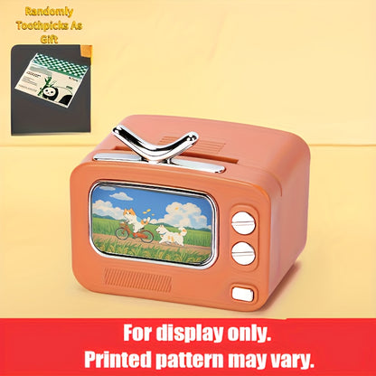 Retro TV Toothpick Holder – Pop-Up Automatic Dispenser, Multi-Color Plastic – Fun Dining & Party Table Decor