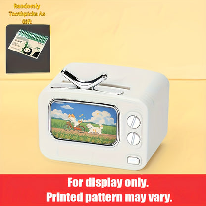 Retro TV Toothpick Holder – Pop-Up Automatic Dispenser, Multi-Color Plastic – Fun Dining & Party Table Decor