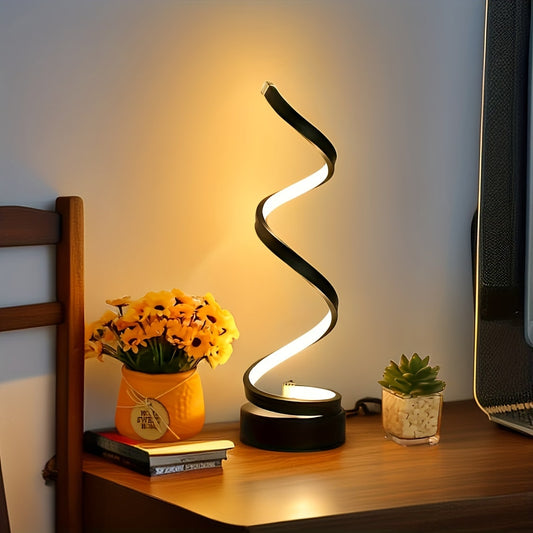 Spiral LED Table Lamp – Dimmable USB Desk Light with Adjustable Gooseneck - Zeal Cart
